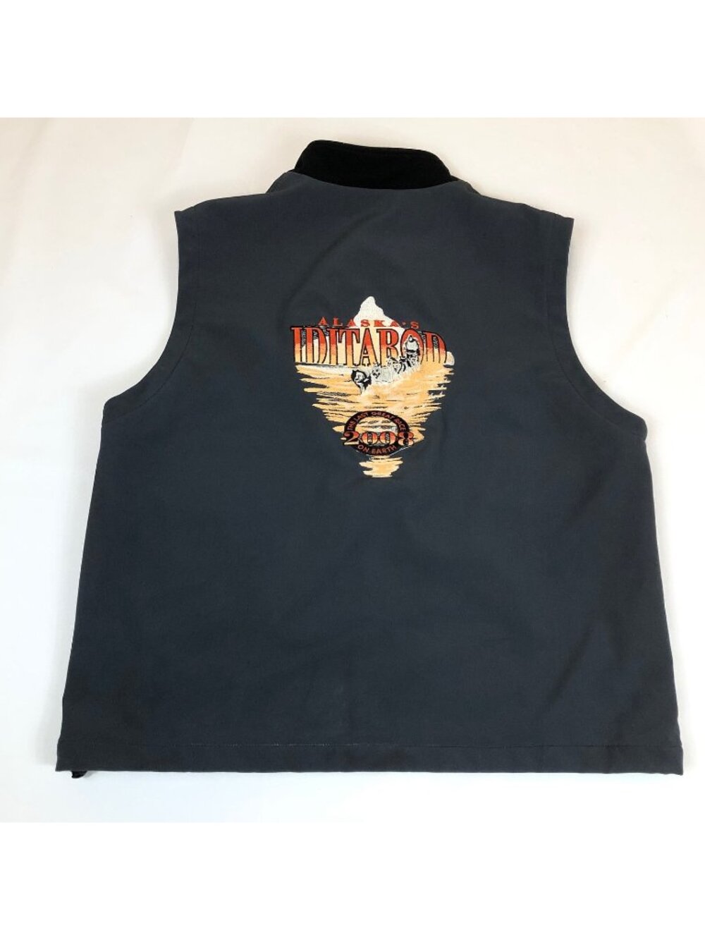 Cabelas Mens Iditarod 2008 Alaska Gray Polartec Power Stretch Zip Vest Large